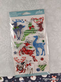 Jolee's Boutique Festive Patterned Reindeer SHINY 3-Dimensional Sticker Pack, New/Sealed