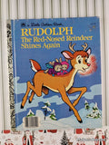 Vintage 1982 Rudolph the Red-Nosed Reindeer Shines Again Little Golden Book Hardcover