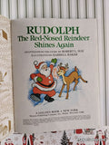 Vintage 1982 Rudolph the Red-Nosed Reindeer Shines Again Little Golden Book Hardcover
