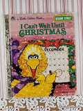Vintage 1991 I Can't Wait Until Christmas Sesame Street Little Golden Book Hardcover
