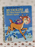 Vintage 1982 Rudolph the Red-Nosed Reindeer Shines Again Little Golden Book Hardcover
