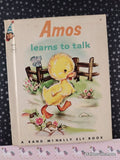 Vintage 1961 Amos Learns to Talk Rand McNally Elf Book Hardcover