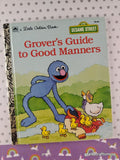 Vintage 1993 Sesame Street: Grover's Guide to Good Manners Little Golden Book Hardcover