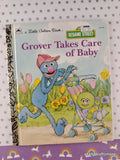 Vintage 1993 Sesame Street: Grover Takes Care of Baby Little Golden Book Hardcover