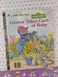 Vintage 1987 Sesame Street: Grover Takes Care of Baby Little Golden Book Hardcover