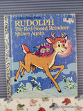 Vintage 1982 Rudolph the Red-Nosed Reindeer Shines Again Little Golden Book Hardcover