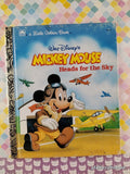 Vintage 1991 Disney's Mickey Mouse Heads for the Sky Little Golden Book Hardcover