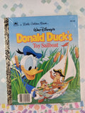 Vintage Disney's Donald Duck's Toy Sailboat / I Don't Want to Go Little Golden Book Set SEALED Hardcovers