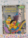 Vintage 1990 Sesame Street: What's Up in the Attic? Little Golden Book Hardcover