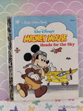 Vintage 1987 Disney's Mickey Mouse Heads for the Sky Little Golden Book Hardcover