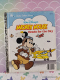 Vintage 1987 Disney's Mickey Mouse Heads for the Sky Little Golden Book Hardcover