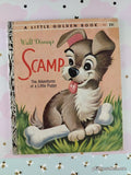 Vintage 1957 1st Printing Disney's Scamp Little Golden Book Hardcover