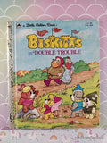 Vintage 1984 1st Printing The Biskitts in Double Trouble Little Golden Book Hardcover