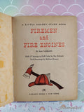 Vintage 1959 1st Printing Firemen & Fire Engines Stamps Little Golden Book Hardcover
